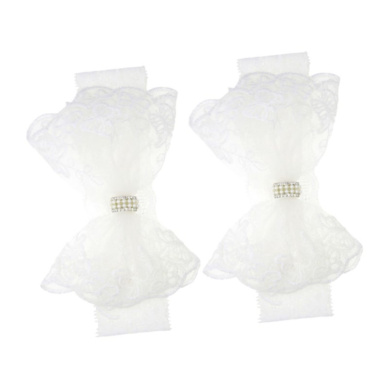 2Pcs Lace Bow Headbands For Newborns Soft Comfortable Baby Shower Birthday Accessories - Image 2