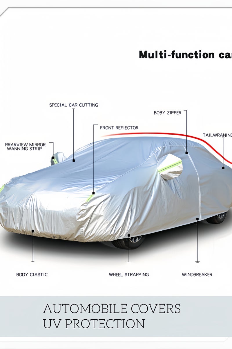 XOI Full Car Covers ,Sun Shield Car Universal Cover ,SUV Sunscreen UV Protection Indoor Outdoor Sunscreen Heat Protection DustWind/Water/Weatherproof Anti-Uv Scratch-Resistant Sedan Universal Suit With Reflective Strip - Image 2