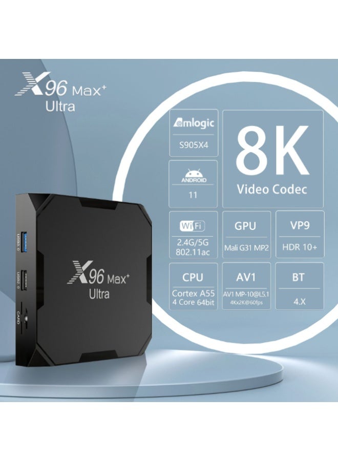 8K HDR Media Player TV Box, Android 11 X96 Max Plus Ultra, Amlogic S905X4 4GB 64GB 2.4G 5G Dual WiFi BT4.0 Support AV1 H.265 - Image 3