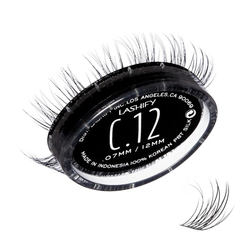 Lashify Curl 12mm Gossamer DIY Eyelash Extensions Refill Black Easy False Eyelashes for a Natural Look