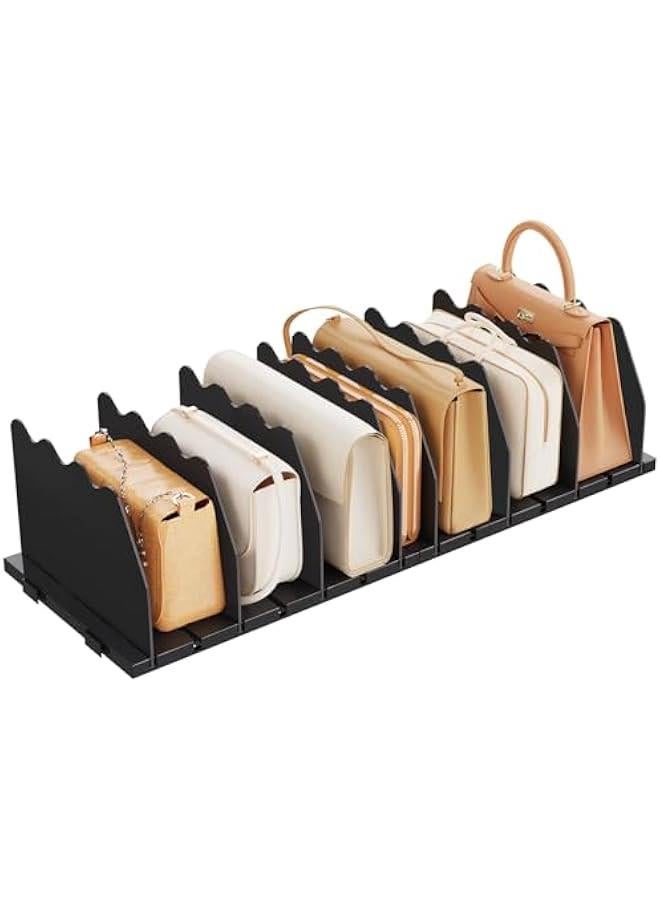 Arabest Shelf Divider for Closet, Adjustable Purse Organizers Handbag Separators Storage Organizer Bookshelf Separator Dividers in Bedroom Office Kitchen Bathroom, Black  - Image 1