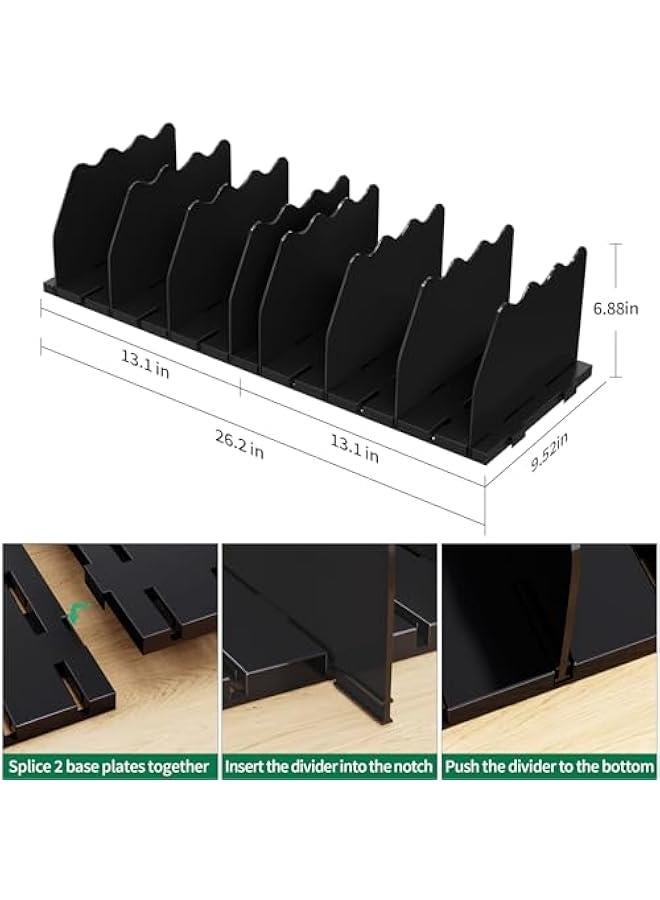 Arabest Shelf Divider for Closet, Adjustable Purse Organizers Handbag Separators Storage Organizer Bookshelf Separator Dividers in Bedroom Office Kitchen Bathroom, Black  - Image 2