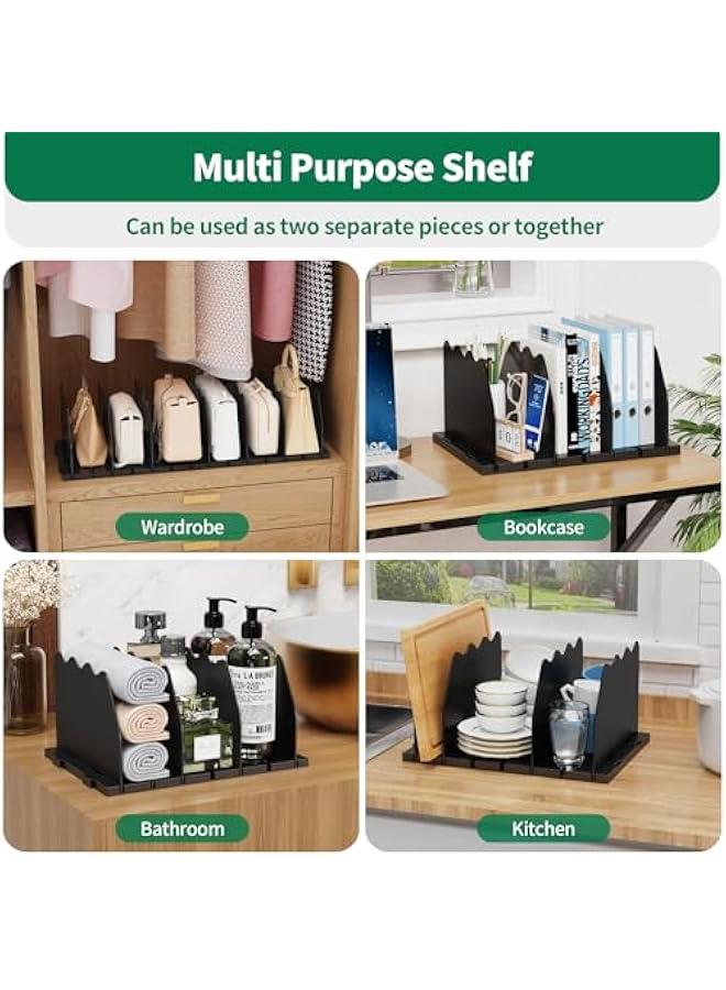 Arabest Shelf Divider for Closet, Adjustable Purse Organizers Handbag Separators Storage Organizer Bookshelf Separator Dividers in Bedroom Office Kitchen Bathroom, Black  - Image 3