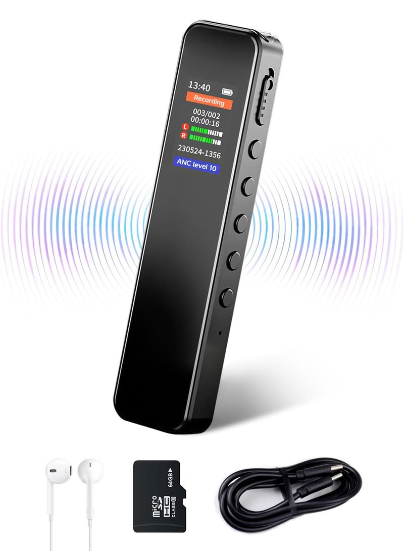 AiQi 64G Digital Voice Recorder with Playback, MP3 Player Noise Reduction, Voice-Activated, USB Rechargeable, Portable for Meetings, Lectures, Interviews - Image 1