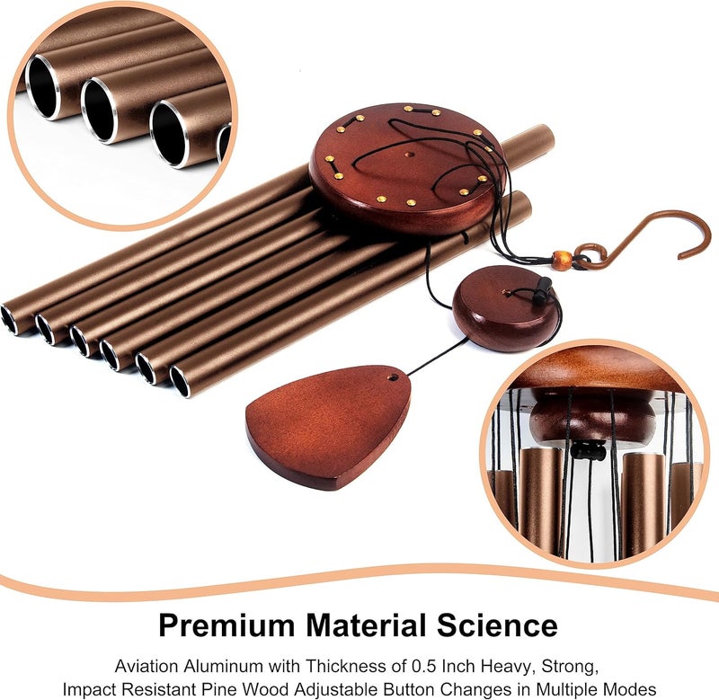 Bursvik Large Aluminium Wind Chimes 37 Inches to Create a Zen Atmosphere Suitable for Outdoor, Garden, Patio Decoration. Classic Wind Chimes with Wind Catcher Suitable as A Gift for Unisex(Coffee) - Image 3