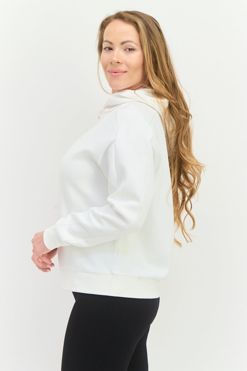 Adidas Women Sportswear Fit Long Sleeves Outdoor Sweatshirt, White  - Image 2