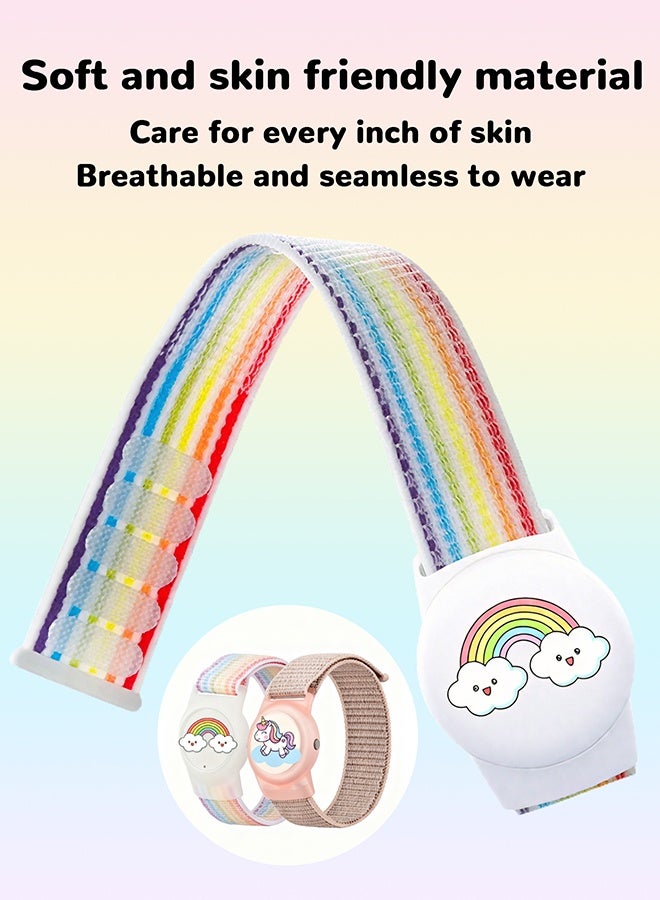 Durable Woven Airtag Wristband for Kids, 2 Pack Adjustable Nylon Strap for Apple Airtag - Secure, Comfortable & Breathable Anti-Lost Bracelet (White，Pink) - Image 5