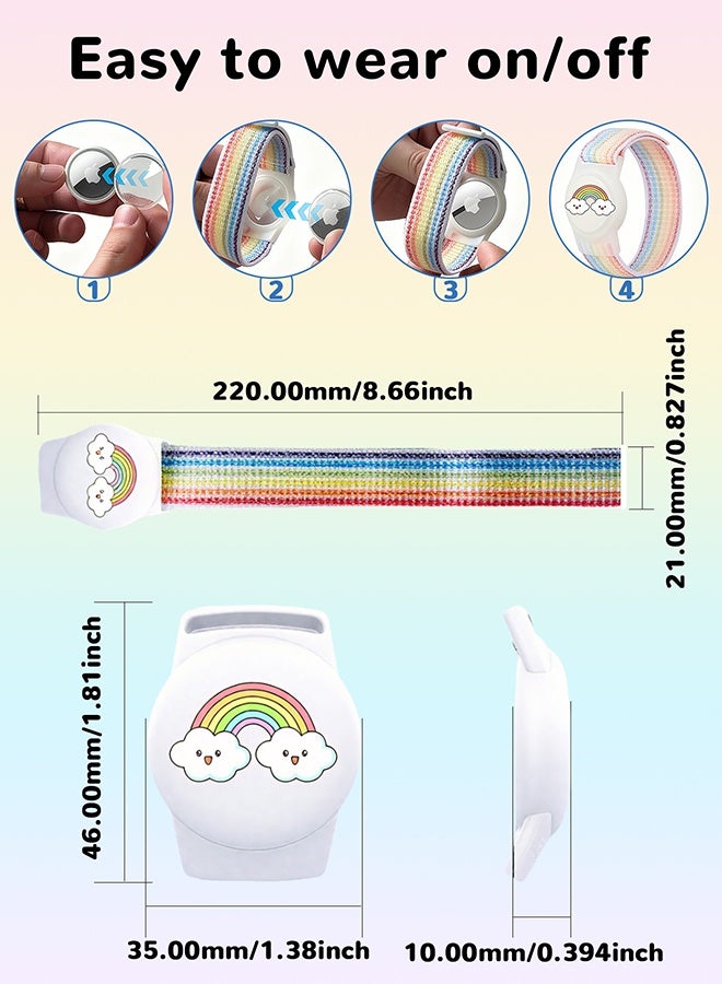 Durable Woven Airtag Wristband for Kids, 2 Pack Adjustable Nylon Strap for Apple Airtag - Secure, Comfortable & Breathable Anti-Lost Bracelet (White，Pink) - Image 3