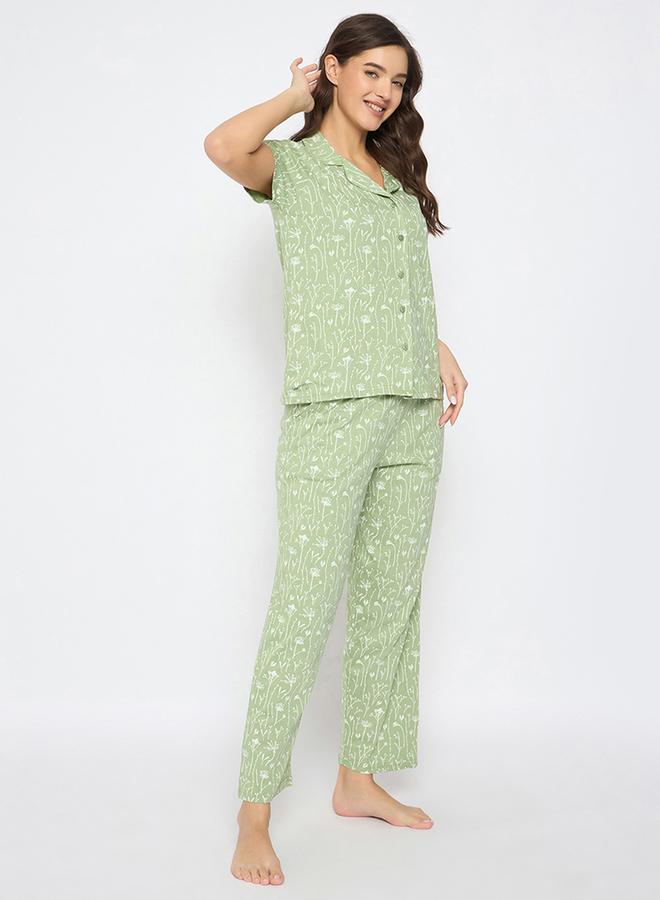 كلوفيا طقم بيجاما وقميص كلوفيا بطبعة زهور وياقة مشقوقة - Image 4