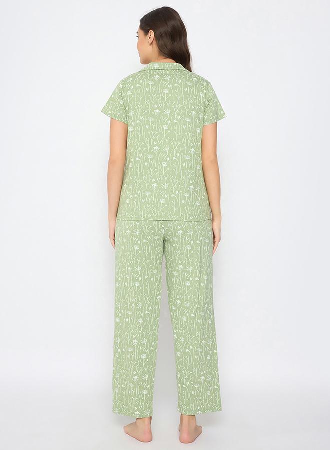 كلوفيا طقم بيجاما وقميص كلوفيا بطبعة زهور وياقة مشقوقة - Image 5