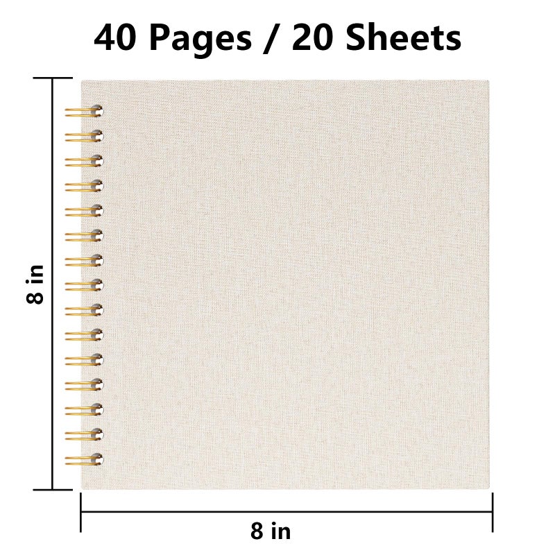 Hiwhy 8x8 Inch Scrapbook DIY Photo Album Linen Cover Hardcover White Pages 20 Sheets Small Scrap Memory Book Beige - Image 2