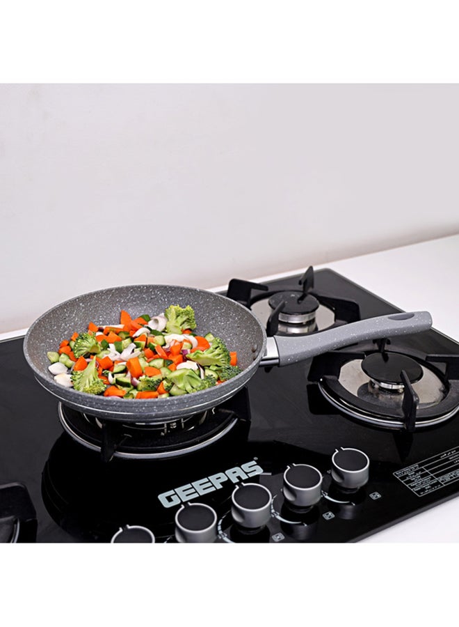 Royalford Smart Fry Pan - 5 Layer Granite Non-Stick Coating Pan | Multiple Hob Compatibility | Heat-Resistant Handle with Hanging Loop | Ideal Frying, Cooking, Sauteing & More | RF9464BGE Black/Grey/Silver - Image 3