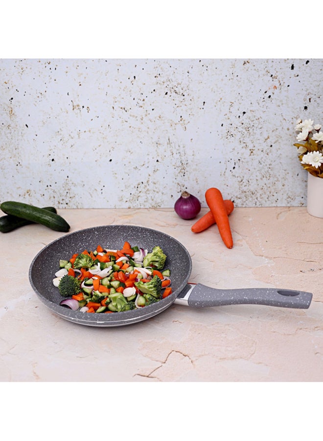 Royalford Smart Fry Pan - 5 Layer Granite Non-Stick Coating Pan | Multiple Hob Compatibility | Heat-Resistant Handle with Hanging Loop | Ideal Frying, Cooking, Sauteing & More | RF9464BGE Black/Grey/Silver - Image 4