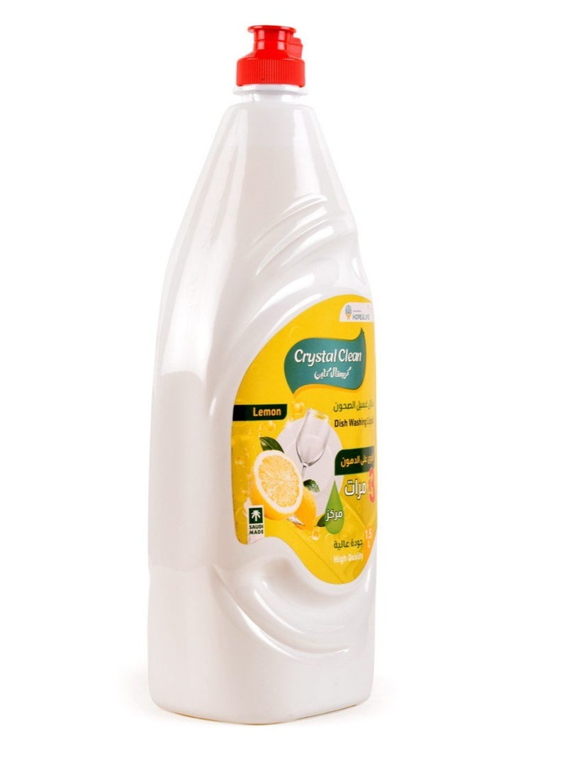 Hope And Life Crystal Clean Lemon Fresh Dishwashing Liquid With A Concentrated Formula That Is 3 Times Stronger On Grease - 1.5 Liter  - Image 3