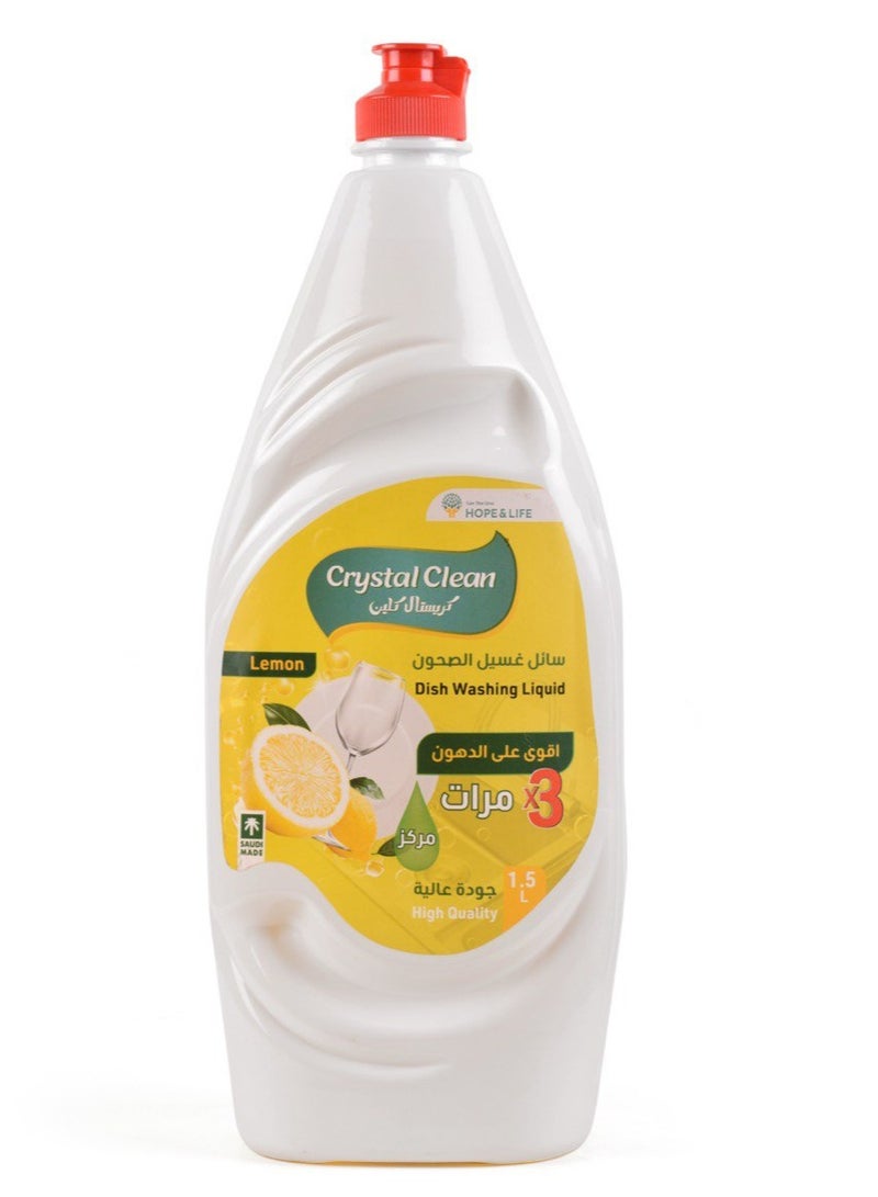 Hope And Life Crystal Clean Lemon Fresh Dishwashing Liquid With A Concentrated Formula That Is 3 Times Stronger On Grease - 1.5 Liter  - Image 2