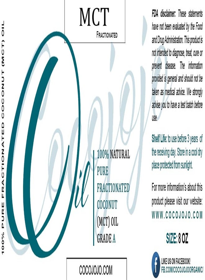 cocojojo Pure Fractionated Coconut Oil - 100% Pure, Natural, Vegan, Fractionated, C8 C10 From Coconut Fruit, Not Palm - Perfect for Skin, Face, Hair, Nails, DIY, Essential Oils, Cosmetics - (8 oz) - Image 2