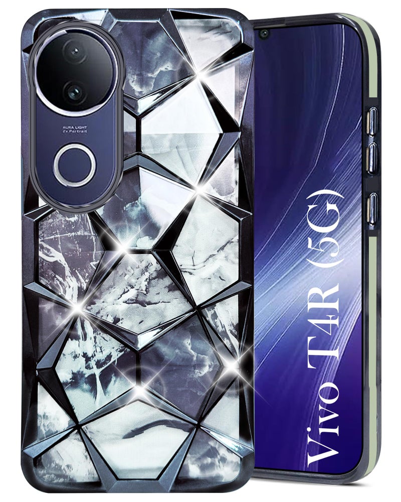 Jkobi Back Cover Case Compatible with Vivo T4R (Dual Design Glitter Sparkle and Detachable Diamond Print Case | Soft and Flexible) - Image 4