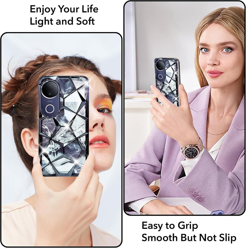 Jkobi Back Cover Case Compatible with Vivo T4R (Dual Design Glitter Sparkle and Detachable Diamond Print Case | Soft and Flexible) - Image 5