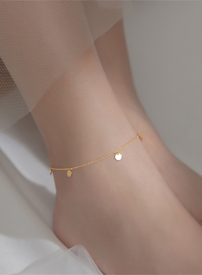 A full-body 925 silver disc anklet gives a gift box, a fashionable summer beach vacation, and a versatile girl  - Image 1