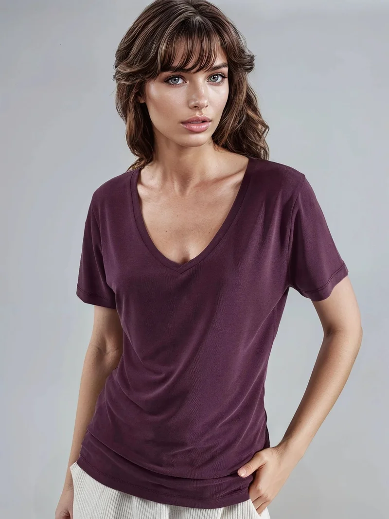 Busem BUSEM V-Neck Short Sleeve Modal Blouse