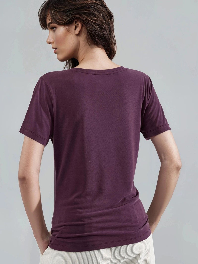 BUSEM V-Neck Short Sleeve Modal Blouse - Image 3