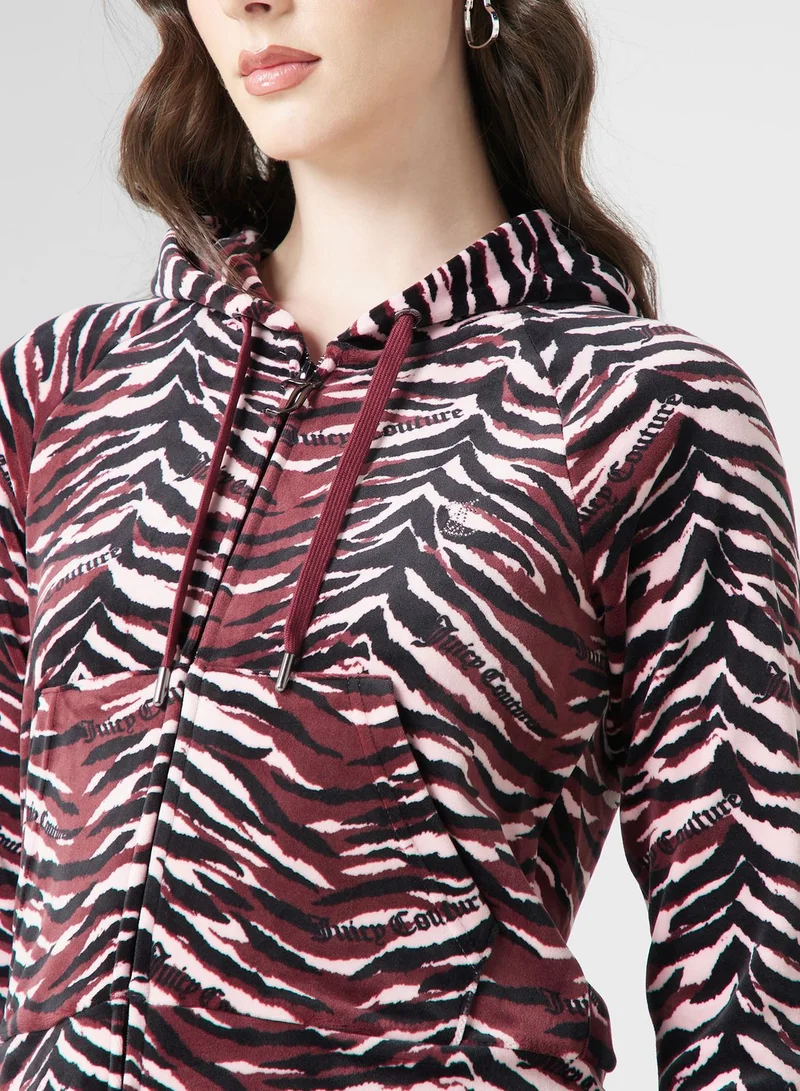 Juicy Couture Tiger Print Pocket Detail Hoodie
