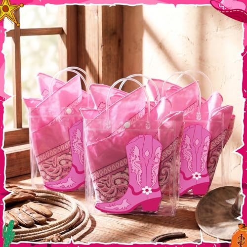 Gaillty 48 Pcs Cowboy Boot Party Favor Bags Gift Clear PVC Bags with Paisley Bandanas Western Cowboy Party Supplies Birthday Treat Goodies for Bachelor Rodeo Birthday (Fashion Style,Pink) - Image 5