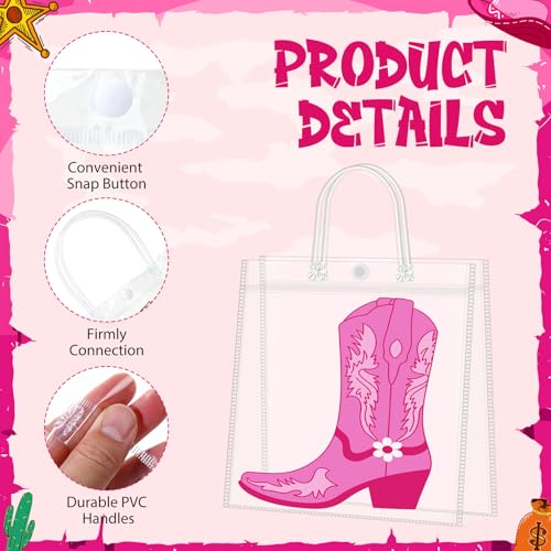 Gaillty 48 Pcs Cowboy Boot Party Favor Bags Gift Clear PVC Bags with Paisley Bandanas Western Cowboy Party Supplies Birthday Treat Goodies for Bachelor Rodeo Birthday (Fashion Style,Pink) - Image 3