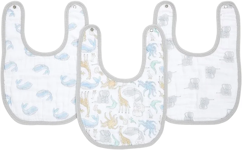 ايدن + أناي Aden + Anais Essentials Cotton Natural Snap Bib - Pack of 3