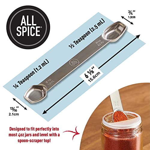 AllSpice Stainless Steel Double Sided Measuring Spoon- 1/2 Teaspoon and 1/4 Teaspoon - Image 3
