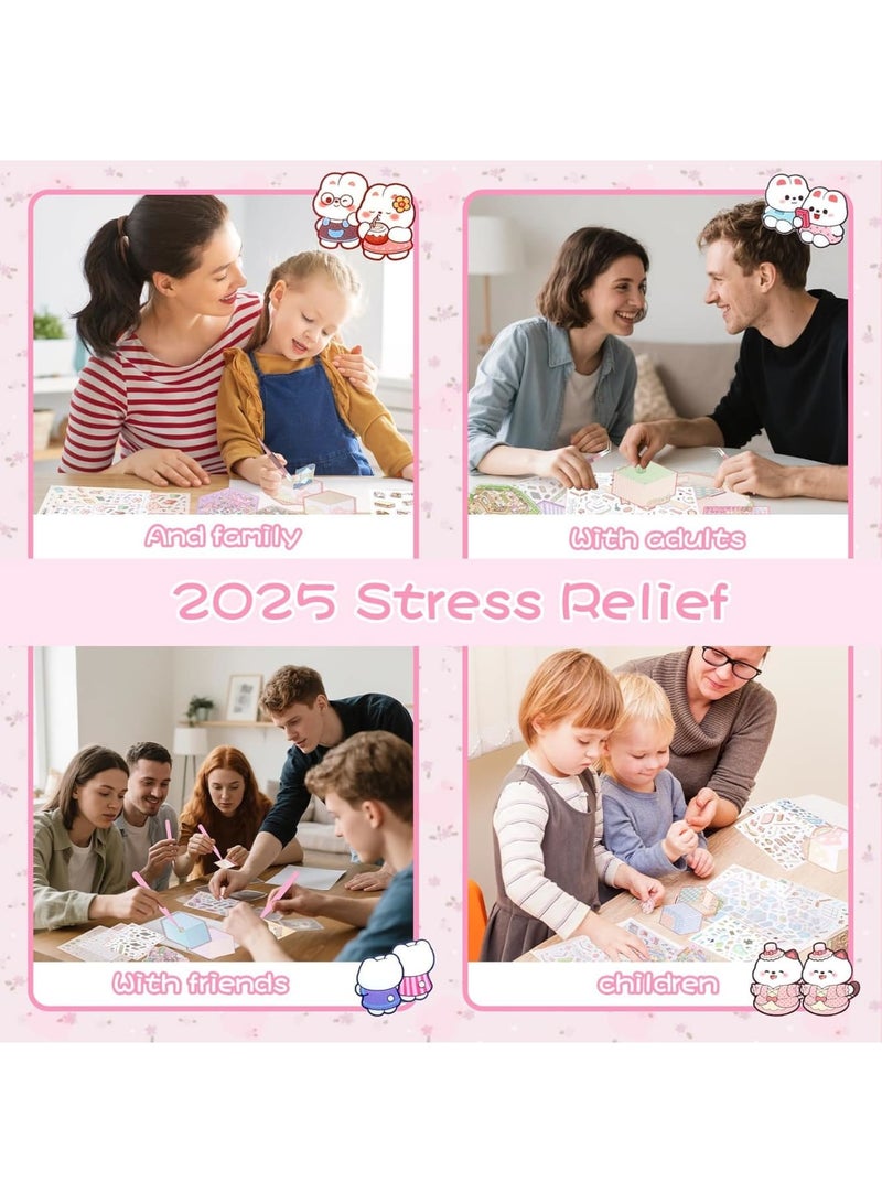 SYOSI DIY 3D Sticker Book for Kids, Therapeutic Scene Stickers with Ocean World, Panda Tea House, Water Park, Bakery & Movie Theater Designs, Creative Art Therapy, Journal & Scrapbook Decor (20-Pack) - Image 5