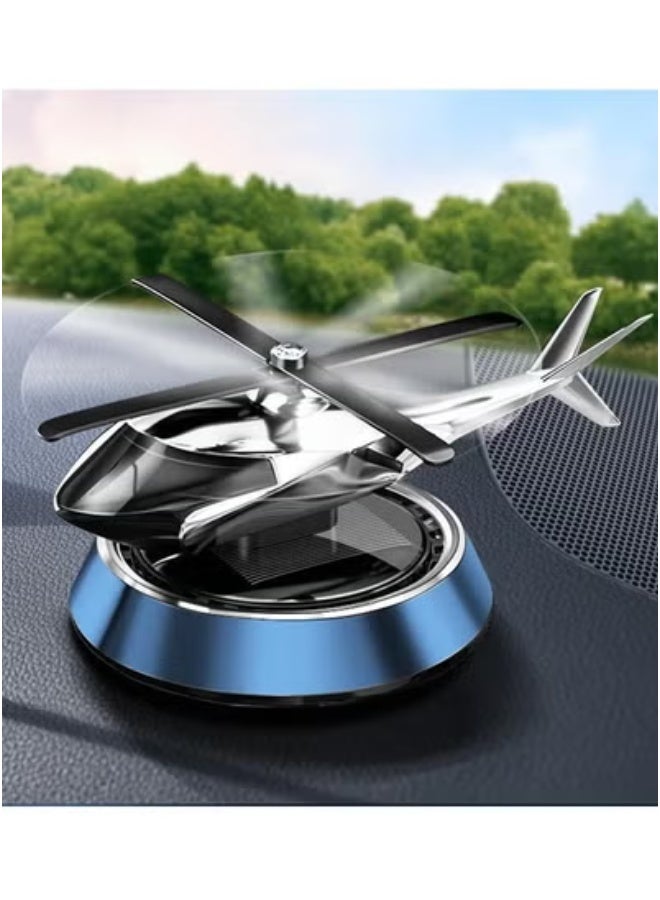 JAJEEK Blue Helicopter Solar-Powered Car Air Freshener – Rotating Aromatherapy Dashboard Ornament with Aviation Alloy Build – Solar Spinning Design for Car, Home, Office – Stylish Air Purifier & Long-Lasting Fragrance Diffuser for Stress Relief  - Image 1