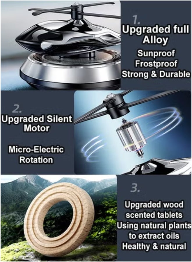 JAJEEK Blue Helicopter Solar-Powered Car Air Freshener – Rotating Aromatherapy Dashboard Ornament with Aviation Alloy Build – Solar Spinning Design for Car, Home, Office – Stylish Air Purifier & Long-Lasting Fragrance Diffuser for Stress Relief  - Image 4