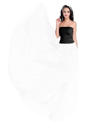 v28 Womens Maxi Midi White Flowy Long Black Summer Plus Size Sheer Chiffon Skirt (L,White) - Image 3