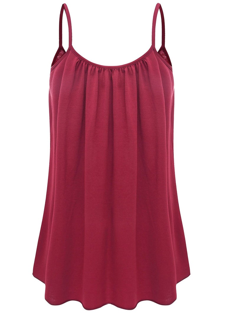 7th Element Plus Size Tank Tops for Womens Camisoles Cami Loose Fit Sleeveless Summer Dressy Shirts Blouse 2025 Summer(Wine Red,4X) - Image 5