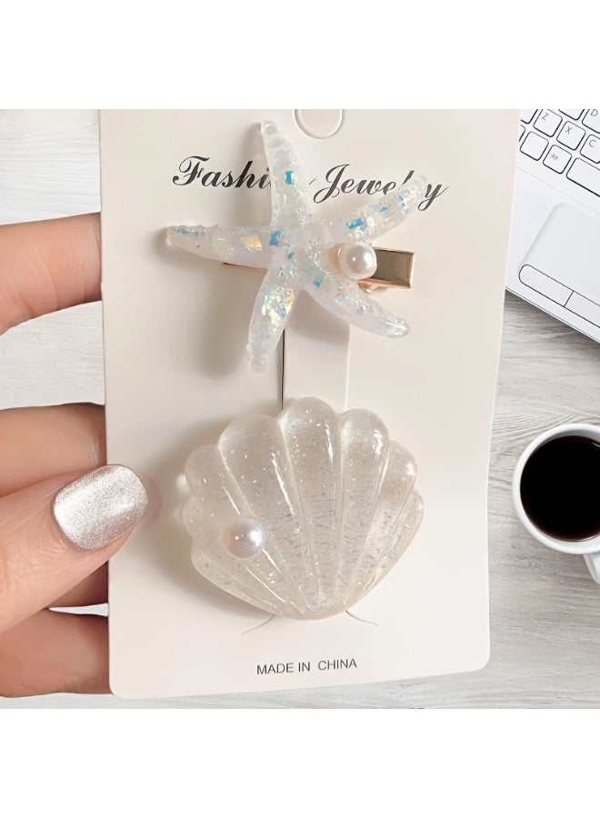 Goolsky Cute Hairpin with a Sweet Starfish And Shell Design, Perfect for Side Bangs And As a Duckbill Hair Accessory. - Image 4