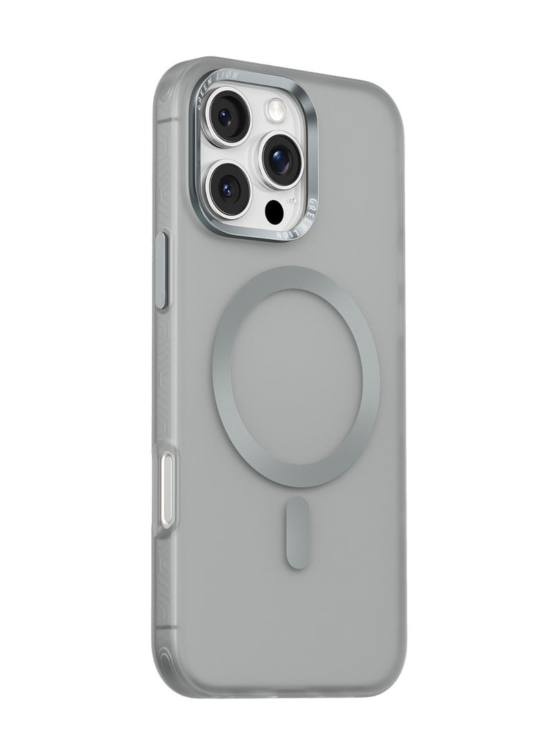 GREEN LION iPhone 16 Pro Case Matte MagSafe X Cover / Camera Protection / Comfortable Grip / Anti Fingerprint / Anti Scratch / Metal Buttons / Durable Back Cover - Grey - Image 1