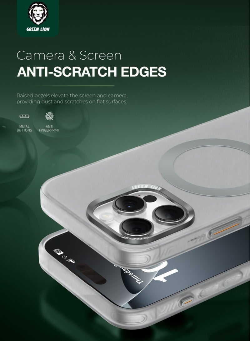 GREEN LION iPhone 16 Pro Case Matte MagSafe X Cover / Camera Protection / Comfortable Grip / Anti Fingerprint / Anti Scratch / Metal Buttons / Durable Back Cover - Grey - Image 2