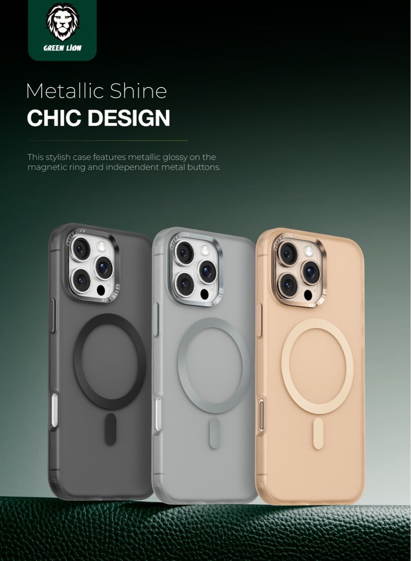 GREEN LION iPhone 16 Pro Case Matte MagSafe X Cover / Camera Protection / Comfortable Grip / Anti Fingerprint / Anti Scratch / Metal Buttons / Durable Back Cover - Grey - Image 3