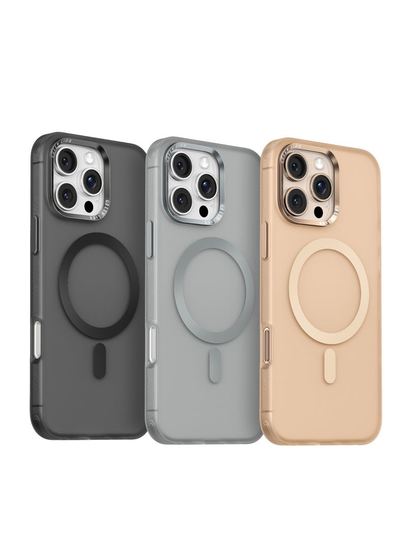 GREEN LION iPhone 16 Pro Case Matte MagSafe X Cover / Camera Protection / Comfortable Grip / Anti Fingerprint / Anti Scratch / Metal Buttons / Durable Back Cover - Grey - Image 5
