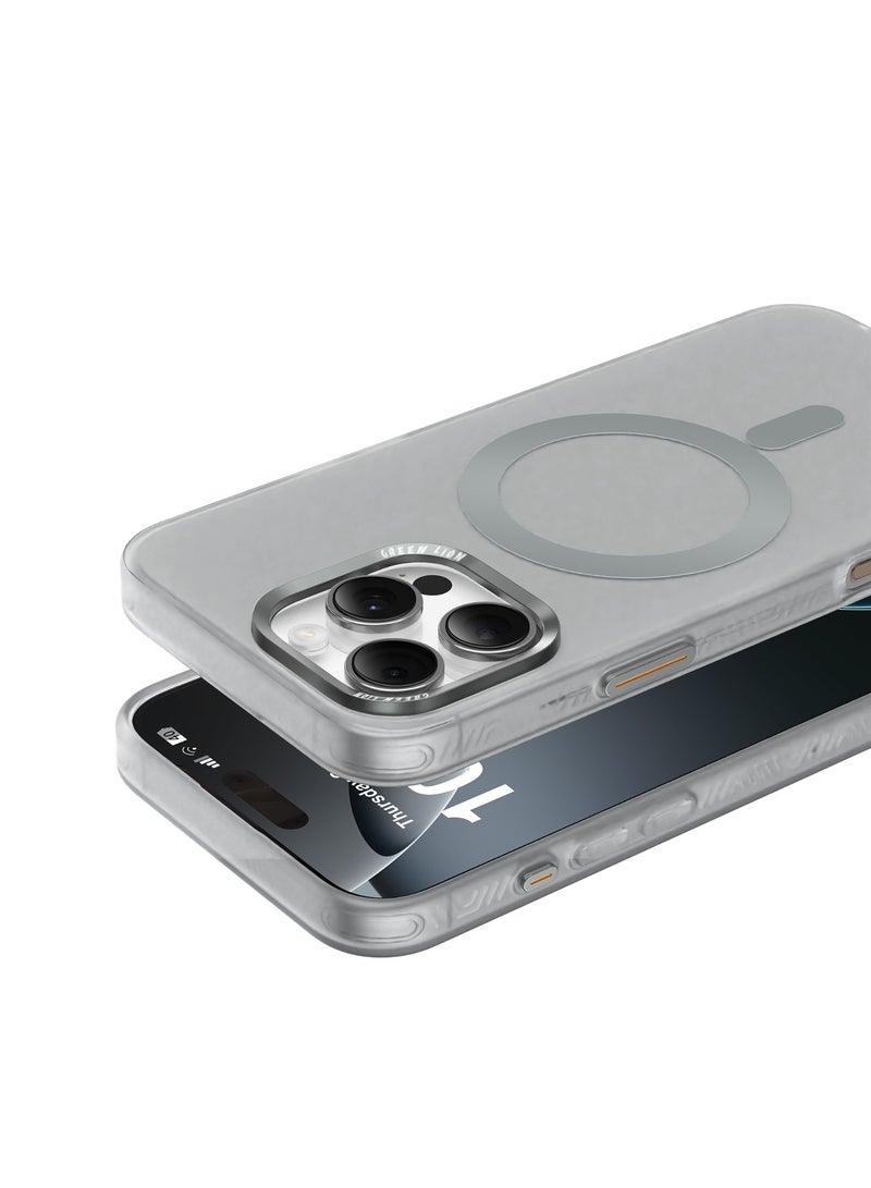 GREEN LION iPhone 16 Pro Case Matte MagSafe X Cover / Camera Protection / Comfortable Grip / Anti Fingerprint / Anti Scratch / Metal Buttons / Durable Back Cover - Grey - Image 4