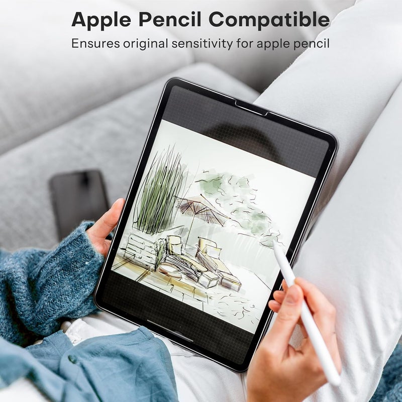 Omoton حماية شاشة لجهاز iPad Air الجيل 5 و 4 (Air 5/4، 10.9 بوصة، 2022/2020) و iPad Pro 11 بوصة (2022/2021/2020/2019) - زجاج مقسى، متوافق مع الحافظة، متوافق مع قلم أبل، عبوة من 2 - Image 4