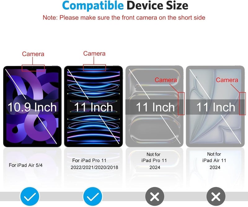 Omoton حماية شاشة لجهاز iPad Air الجيل 5 و 4 (Air 5/4، 10.9 بوصة، 2022/2020) و iPad Pro 11 بوصة (2022/2021/2020/2019) - زجاج مقسى، متوافق مع الحافظة، متوافق مع قلم أبل، عبوة من 2 - Image 2