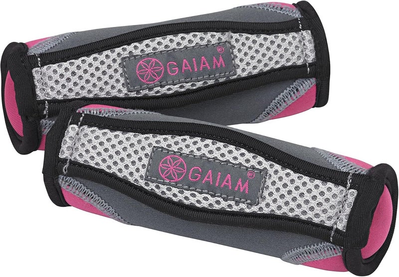 Gaiam أوزان يدوية من جايام للنساء والرجال مجموعة أوزان دائمة للمشي مع حزام يد - Image 1