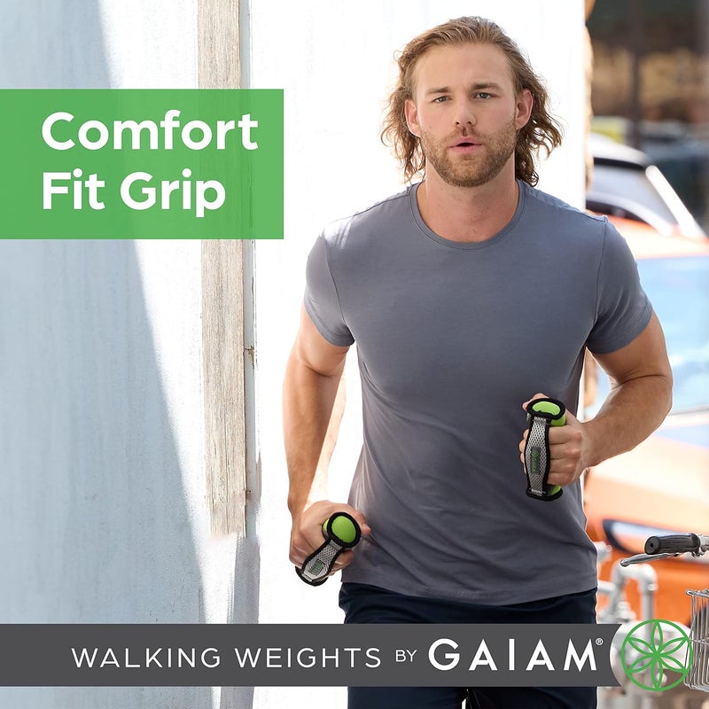 Gaiam أوزان يدوية من جايام للنساء والرجال مجموعة أوزان دائمة للمشي مع حزام يد - Image 4