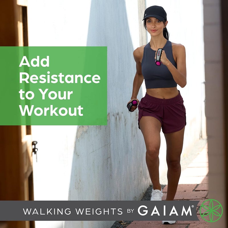 Gaiam أوزان يدوية من جايام للنساء والرجال مجموعة أوزان دائمة للمشي مع حزام يد - Image 2