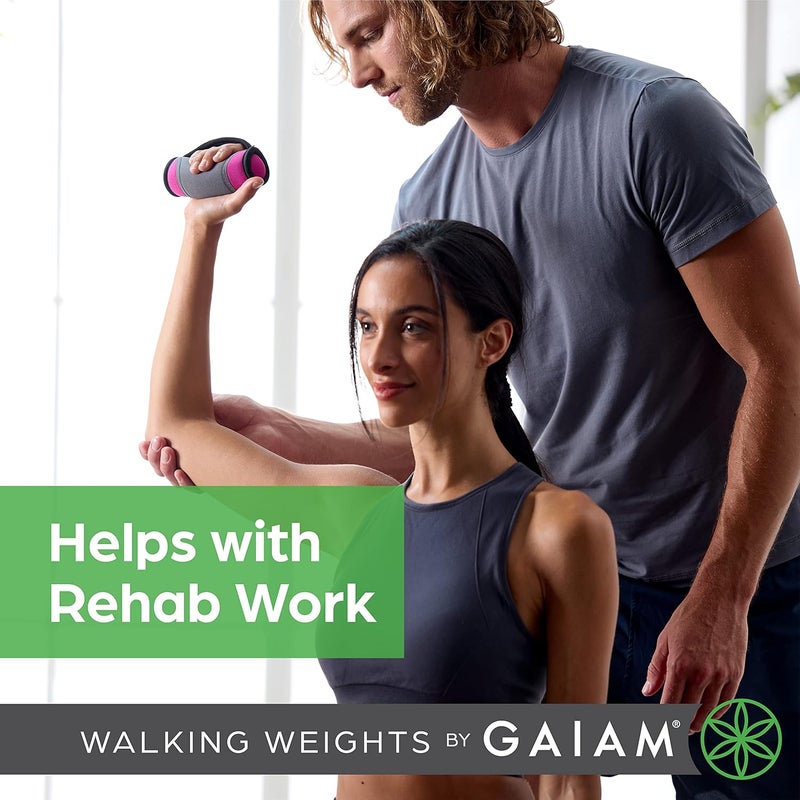Gaiam أوزان يدوية من جايام للنساء والرجال مجموعة أوزان دائمة للمشي مع حزام يد - Image 3