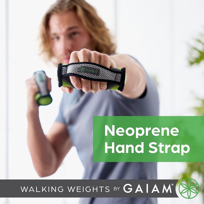 Gaiam أوزان يدوية من جايام للنساء والرجال مجموعة أوزان دائمة للمشي مع حزام يد - Image 5