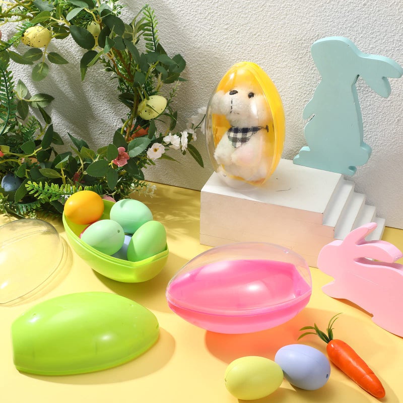 Leitee Jumbo Easter Eggs 12 Pcs Giant Fillable Plastic Colorful Clear Egg Shaped Containers for Filling Treats Easter Basket Stuffers for Prize Supplies (6'') - Image 5