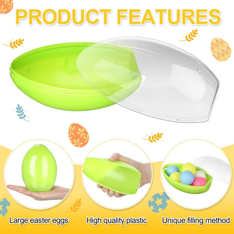 Leitee Jumbo Easter Eggs 12 Pcs Giant Fillable Plastic Colorful Clear Egg Shaped Containers for Filling Treats Easter Basket Stuffers for Prize Supplies (6'') - Image 3